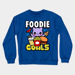 Cute Kawaii Original Foodie Cat Eating Junk Food Gift For Cat And Food Lovers Crewneck Sweatshirt